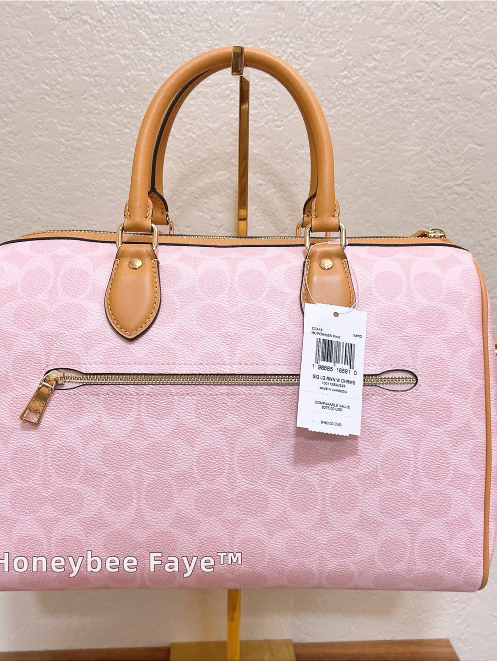 NWT Coach CEA19 Rowan Large Satchel Bag In Signature Canvas With Charms 🌸 🌸 - Picture 9 of 14